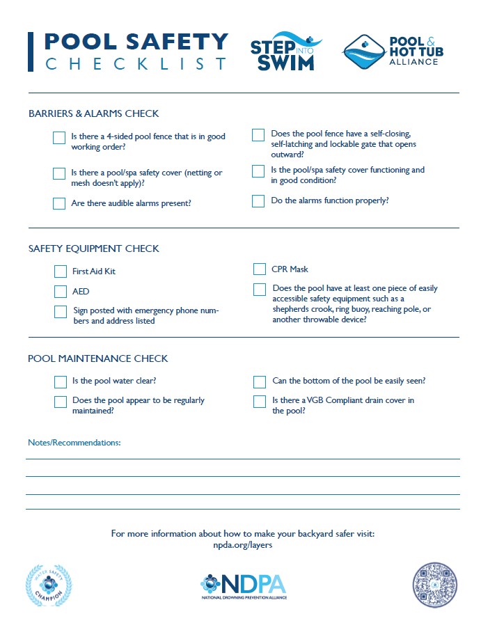 Pool Safety Checklist